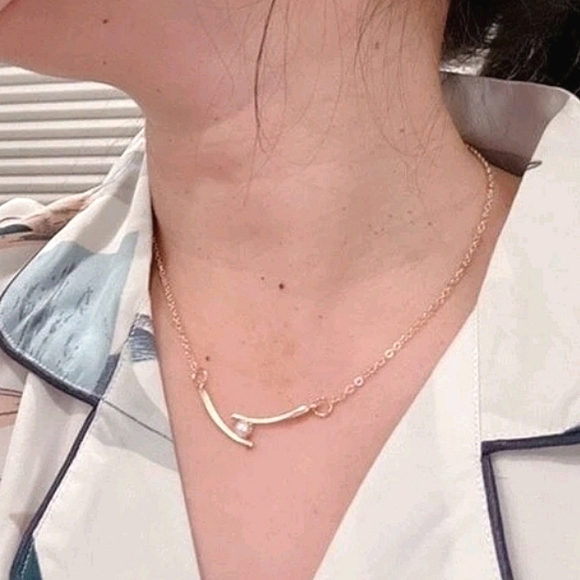 Gold Dainty Pearl‎ Pendant Necklace Minimalist Boho Chain Layering Jewelry New - Picture 7 of 13